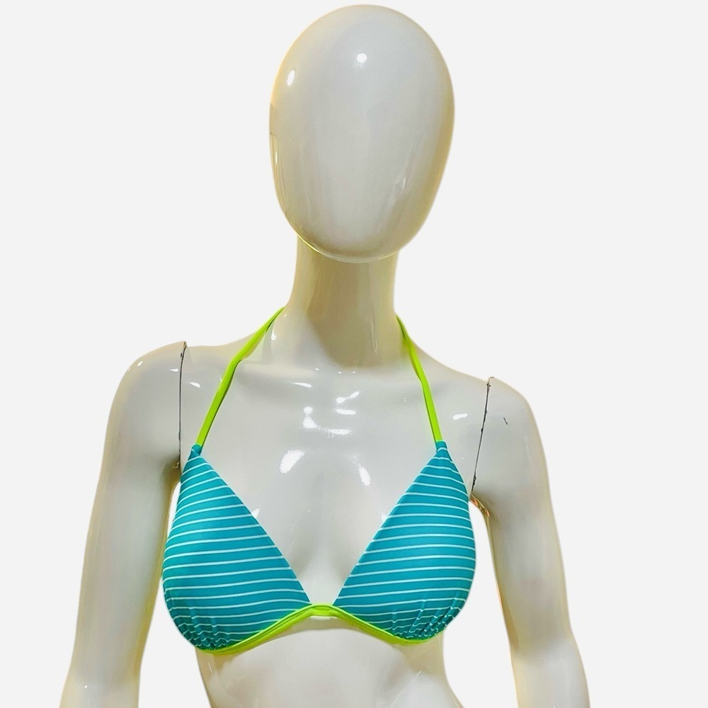 Hula Honey Striped Blue and Green Bikini Top Size XL